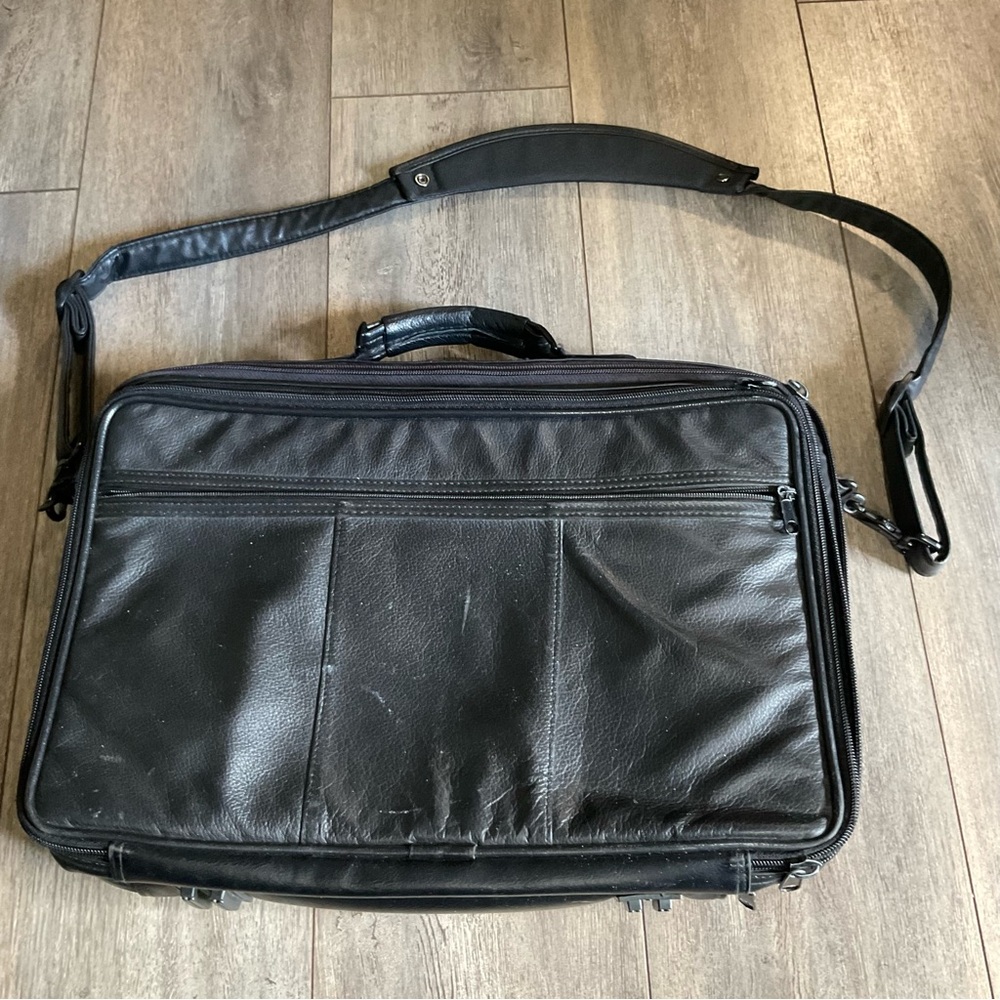 Black Leather Men's Laptop Bag